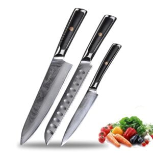 Modern Style – 3 Knives Set (A) – 73-layer Damascus (S&J Elite Series) - featured product image
