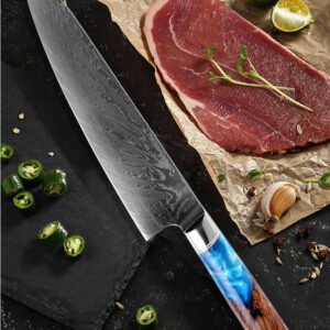 Elegant Style – 8-inch Chef Knife – 67-layer VG10 Damascus (Tsunami Series) - product image 007