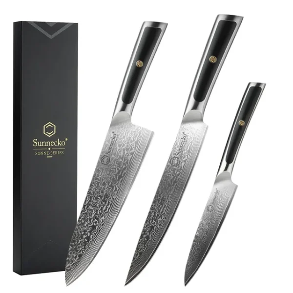 Elite Style – 3 Knives Set (A) – 67-layer VG10 Damascus (Sunnecko Elite-A Series)