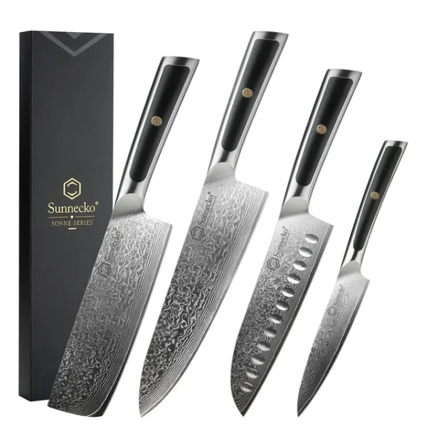 Elite Style – 4 Knives Set (A) – 67-layer VG10 Damascus (Sunnecko Elite-A Series)