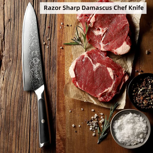 Elite Style 8″ Chef Knife – 67-layer VG10 Damascus (Sunnecko Elite-A Series) - Image 3