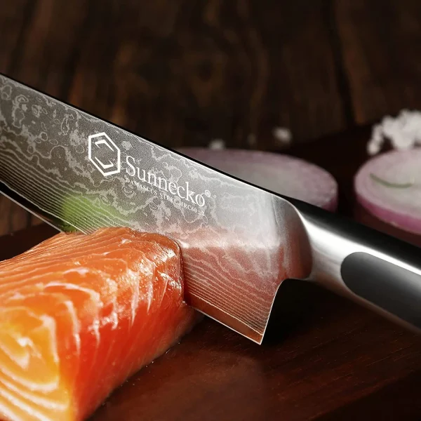 Damascus Knife Set With Block and Whetstone - 2023 Elite-A Series - 7 PCS Set - Image 5