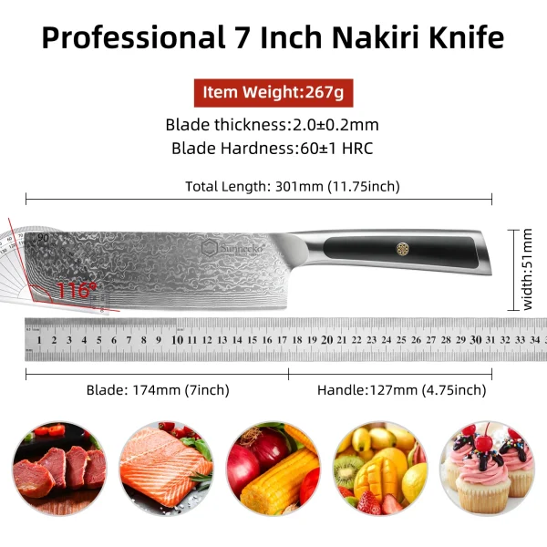 Elite Style – 7 Knives Set (A) – 67-layer VG10 Damascus (Sunnecko Elite-A Series) - Image 5