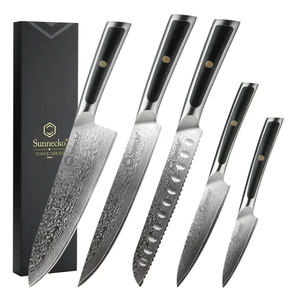 Elite Style – 5 Knives Set (A) – 67-layer VG10 Damascus (Sunnecko Elite-A Series)