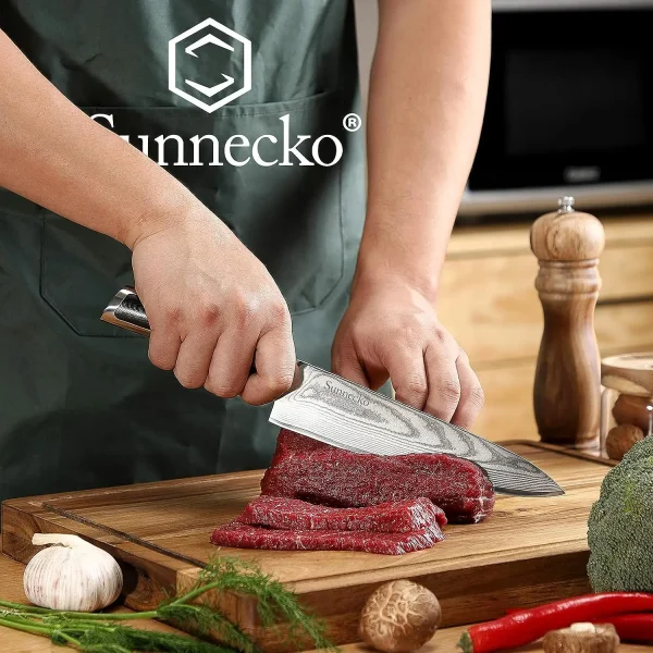 Modern Style 6.5″ Chef Knife - 73-layer VG10 Damascus (Sunnecko S&J Elite Series) - Image 4