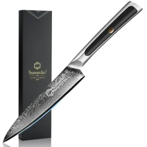 Elite Style 5″ Utility Knife – 67-layer VG10 Damascus (Sunnecko Elite-A Series)