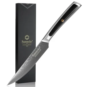 Elite Style 5″ Steak Knife – 67-layer VG10 Damascus (Sunnecko Elite-A Series)