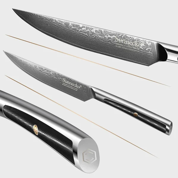 Elite Style 5″ Steak Knife (2 Knives Set) – 67-layer VG10 Damascus (Sunnecko Elite-A Series) - Image 9