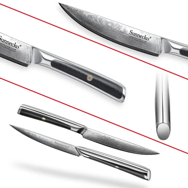 Elite Style 5″ Steak Knife (2 Knives Set) – 67-layer VG10 Damascus (Sunnecko Elite-A Series) - Image 7
