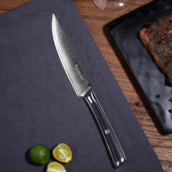 Elite Style 5″ Steak Knife (2 Knives Set) – 67-layer VG10 Damascus (Sunnecko Elite-A Series) - Image 2